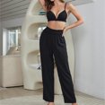 thumbnail image 2 of Conjunto de pijama de 3 piezas para mujer blusa holgada sujetador y pantalones conjunto de ropa de descanso, 2 of 9