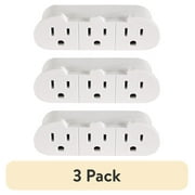 (3 pack) Hyper Tough 3-Outlet Grounded Wall Tap White Plug-in Power Adapter, 15 Amps