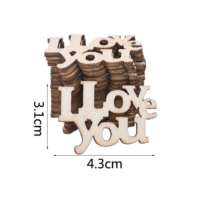 Rebanadas de madera para Decoración de mesa, letras de amor, boda Just Married Mr Mrs, fiesta de feliz cumpleaños, manualidades de álbum de recortes DIY, 15 piezas