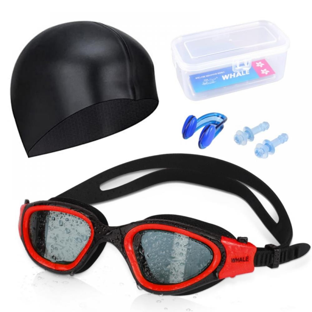 Swimming Goggles with Protective Case Nose Clip and Ear Plugs 