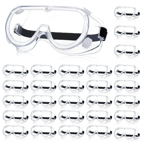 Yunsailing 30 Pack Protective Safety Goggles Clear Lab Over Glasses Anti Fog Eye Protection Goggles for Men Women(Clear)
