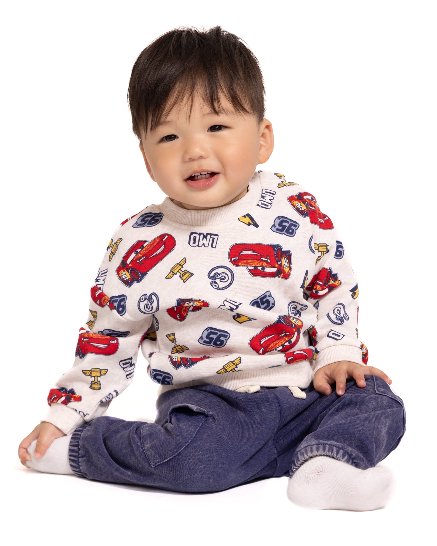Pixar Cars Baby Boys' Crewneck Sweatshirt and Cargo Joggers Set, 2-Piece, Sizes 0/3M-24M