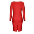 thumbnail image 5 of Women's Bodycon Dress, French Retro Style Long Sleeve Maxi Dress, Slim Fit Round Neck Polyester Dress for Casual, Party, Date, 5 of 5