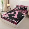 thumbnail image 2 of Manfei Pink Butterfly Zipper Twin Comforter Sets with Fitted Sheet and 2 Pillowcases,Girls Personalized Letter A Zipper Bedding Set,Pink Reversible4pcs, 2 of 8