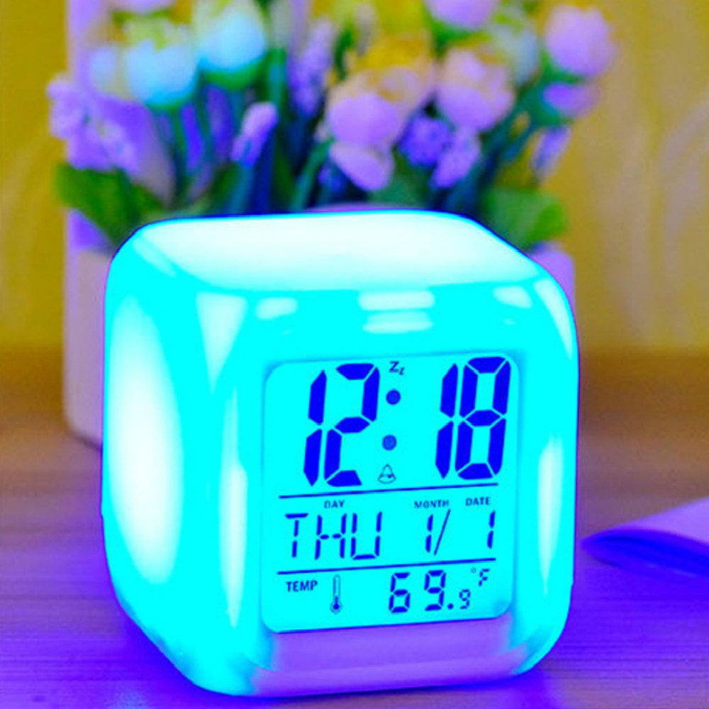 Alarm Clock USB Night Light Thermometer Digital LED Display Table Children Gifts 