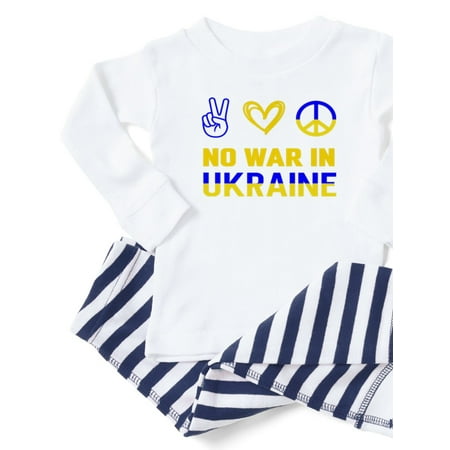 

CafePress - No War In Ukraine Scissors Support Flag To Pajamas - Toddler Long Sleeve Pajama set
