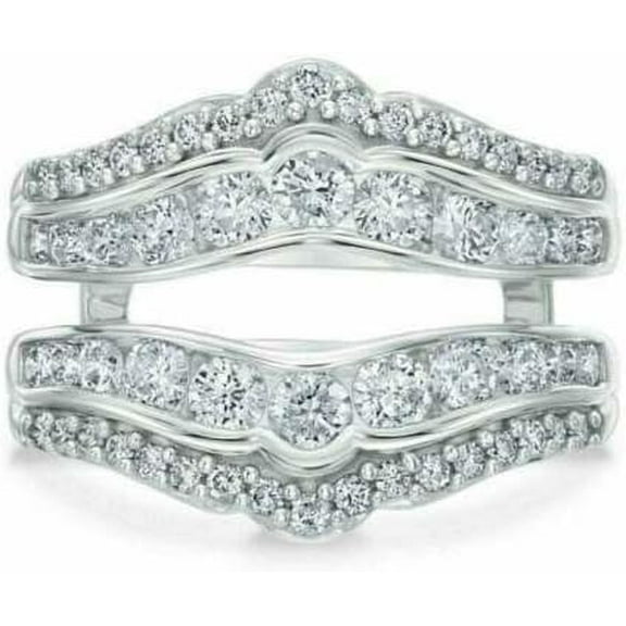 2.00Ct Round Cut Lab Created Diamond Wedding Enhancer Wrap Guard Band 14k White Gold Plated 925 Sterling Sliver