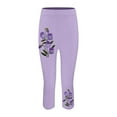 thumbnail image 7 of Women's Casual Pants Women'S Fashion Casual Floral Print High Waist Elastic Capri Pants Leggings,Beige Women's Casual Pants L, 7 of 7