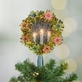 thumbnail image 2 of Northlight 7" Lighted Gold Tinsel Wreath with Candles Christmas Tree Topper - Multi Lights, 2 of 4