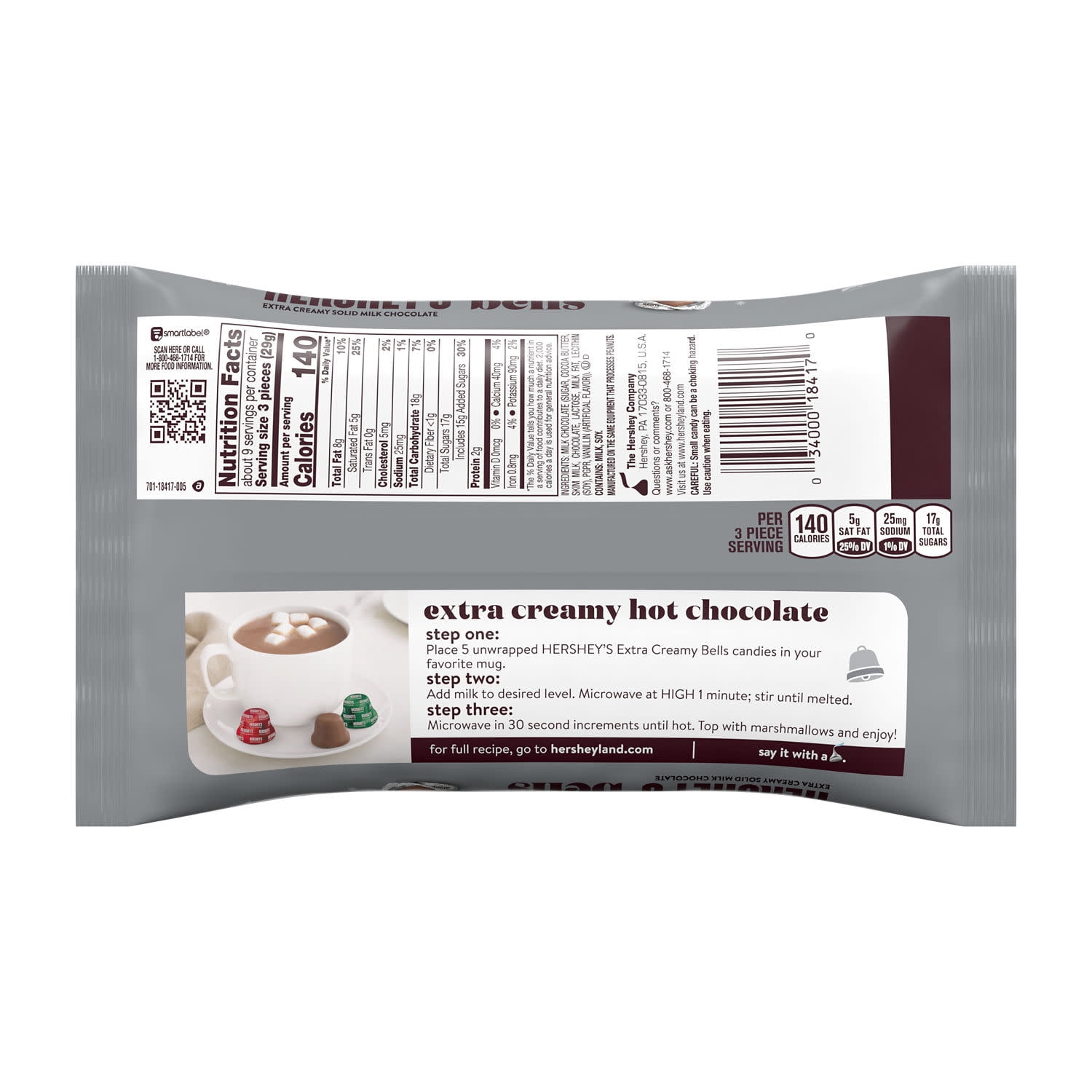 (2 pack) Hershey's Milk Chocolate Bells Christmas Candy, Bag 9 oz