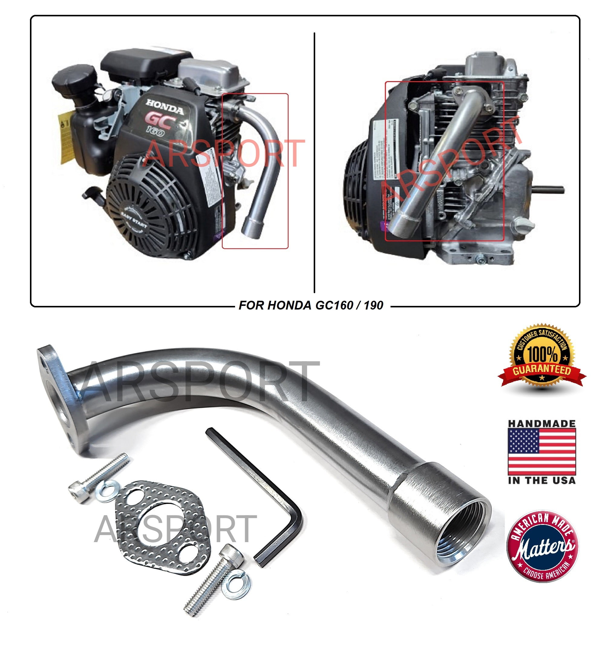 Honda GC160 / Honda GC190 Exhaust pipe with 3/4 NPT thread