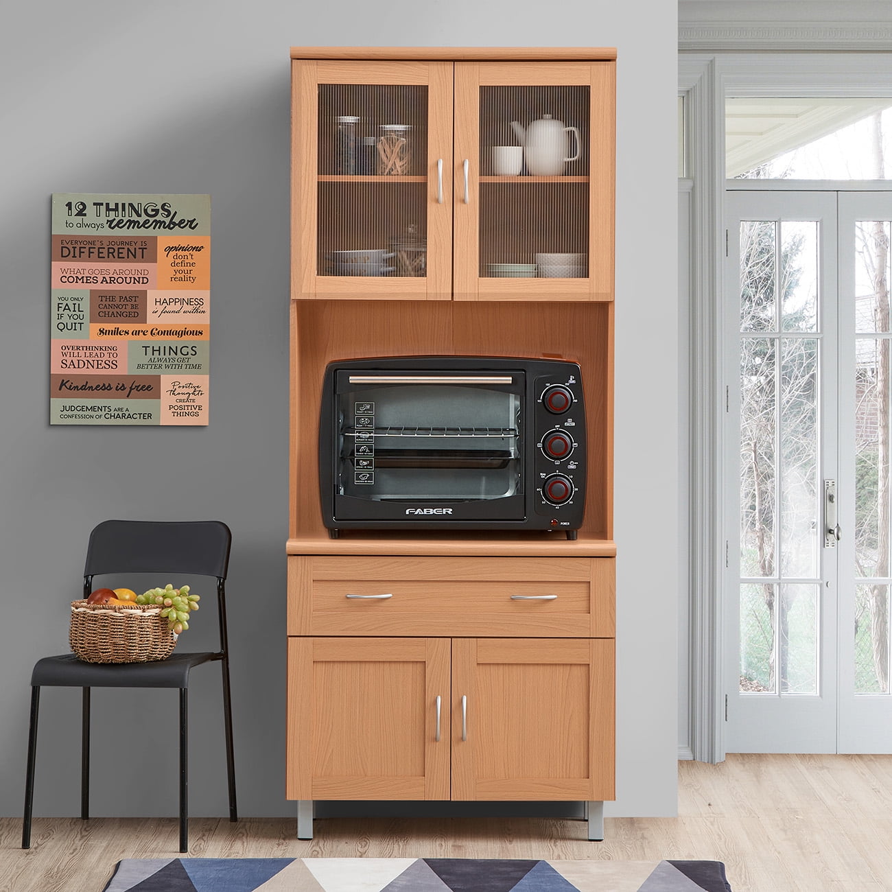 Hodedah キッチンアイランド チョコレート/グレー(トップ) 35O1 Hodedah Tall Kitchen Cabinet, Chocolate-Grey - Walmart.com
