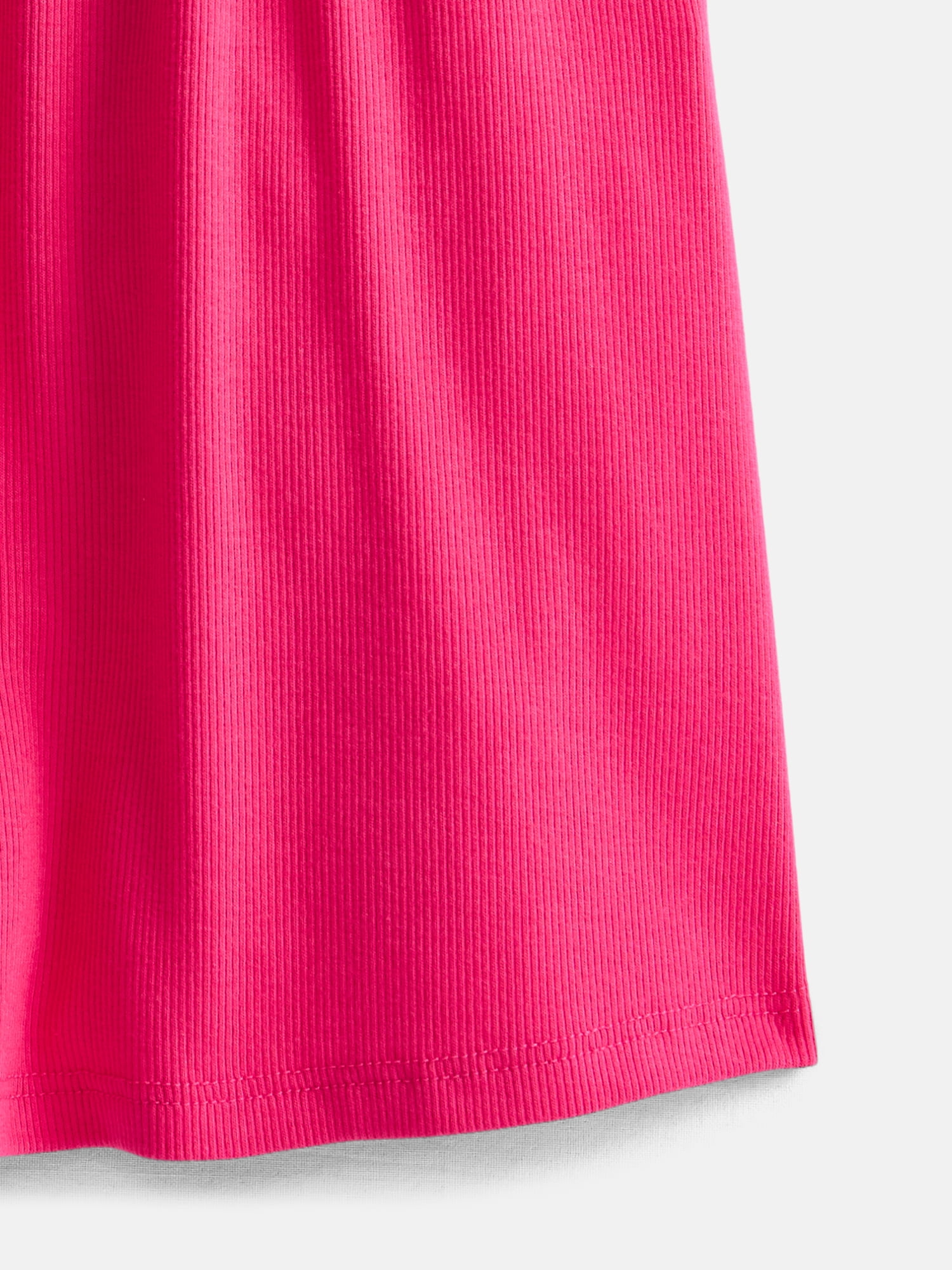 Wonder Nation Girls' Ribbed Henley Dress with Short Sleeves, Sizes 4-18