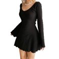 thumbnail image 3 of Txlixc Vestido de verano femenino tipo a con costillas de color sólido y cuello V Txlixc moda, 3 of 6
