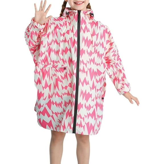 TANYSU Girls Raincoat Rainwear With Hood And Pockets Lightweight Outerwear Tops For School Outdoor Activities 3-14 Years Old Child Solid Color
