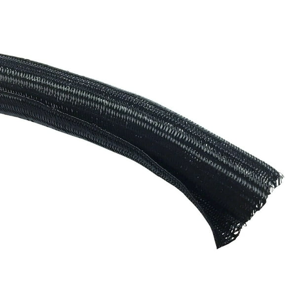 Electriduct 2" Hook Self Closing Sleeve Braid Wrap Around Sleeving Flame Retardant Flexible Mesh Cord Cover Cable Protector Wire Organizer - 100 Feet - Black