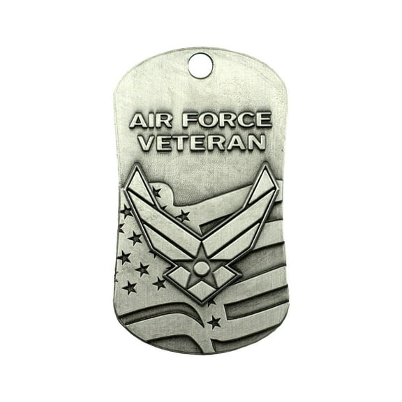 Air Force Veteran Antique Finish Dog Tag Necklace-Isaiah 40:31 by Shields of Strength