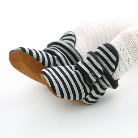 

Toyella Knitted baby cotton shoes Striped black 12cm