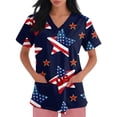 thumbnail image 3 of 250th Anniversary USA Scrub Tops Women American Flag Print Stretch V Neck Scrubs 4th of July Nurse Working Uniforms with Pockets, 3 of 4