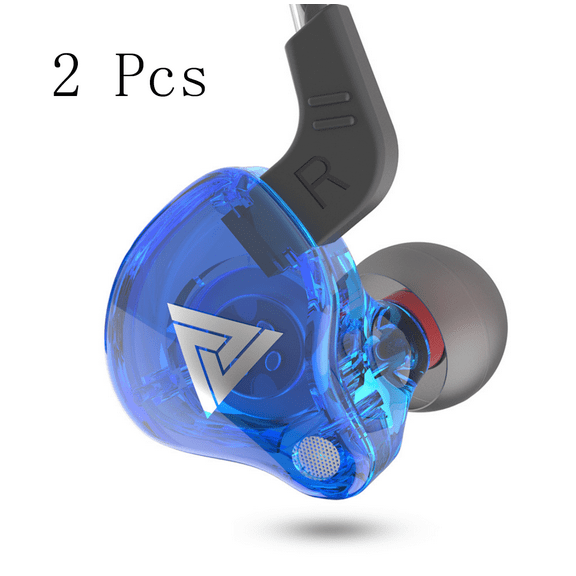 2PCS Earbud Headphones with Microphone, QKZ AK6 Universal 3.5mm Sports in-Ear HiFi Sound Earphones for Phones Tablet Blue