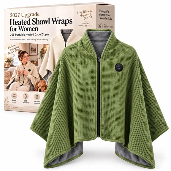 2027 Upgrade Heated Shawl Wraps for Women, Cordless Ceated Blanket