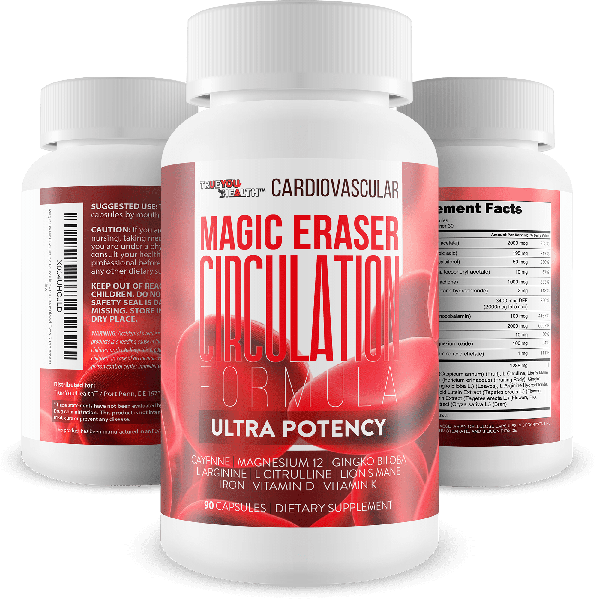 Magic Eraser Circulation Formula - Our Best Circulation and Vein Support Vitamins - High Pressure Pills - Circulation Supplements to Increase Blood Flow Care - Cardiovascular Magic Eraser Supplement