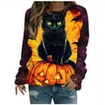 thumbnail image 2 of VKOYWKM Halloween Sweatshirts for Women Black Cat Sweatshirt Spooky Graphic Sweatshirts Long Sleeve Crewneck Sweatshirts Fall Pullover, 2 of 5