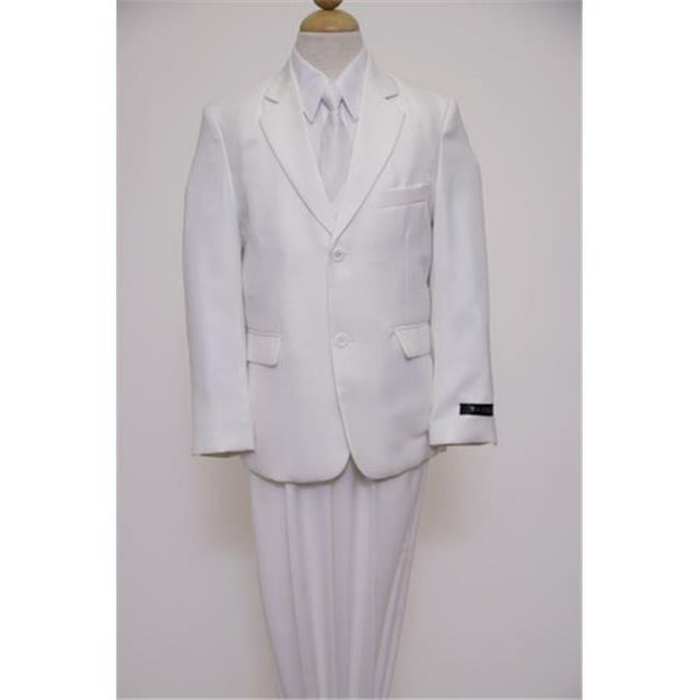 2 Button Front Closure Interior Pick Stitching Boys Suits White - 5