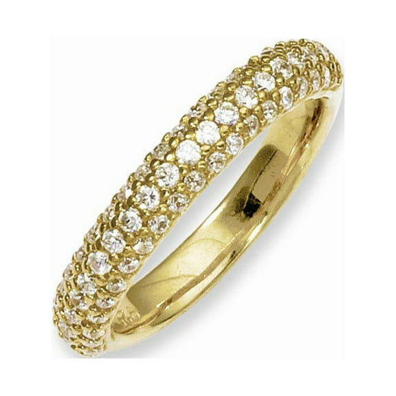 925 Sterling Silver Pav∩┐╜ Gold-tone 61 Stone CZ Ring Size: 7; for Adults and Teens; for Women and Men