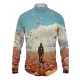 thumbnail image 3 of Camisa con solapa con estampado 3D de globos para hombre y mujer, camisas casuales de moda de manga larga, blusas con botones, ropa unisex de gran tamaño, 3 of 5