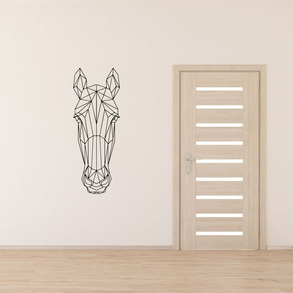 Geometric Horse Horses Animal Animals Wild Life Wall Sticker Art Decal for Girls Boys Room Bedroom Nursery Kindergarten House Fun Home Decors Stickers Wall Art Vinyl Decoration Size (40x24 inch)