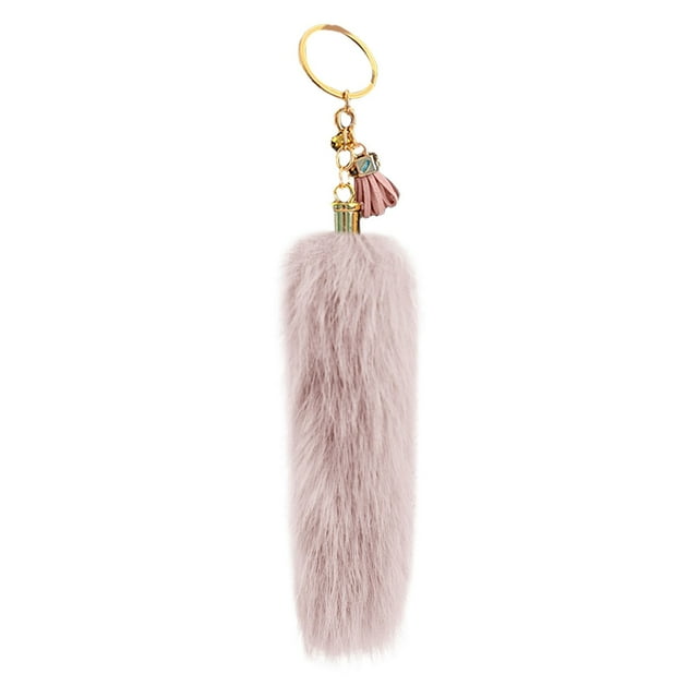 Adorable Animal Furry Tail Keychain Hanger Plushy Tail Unique Key Accessory For Bags Purses Keys
