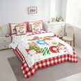 thumbnail image 3 of Homewish Kawaii Xmas Gnome 7 Pieces Bedding Comforter Set,Chic Christmas Tree Full Bedding Set,Red White Checkered Fitted Sheet Flat Sheet For Girls Kids,Ultra Soft Home Decor Reversible, 3 of 8