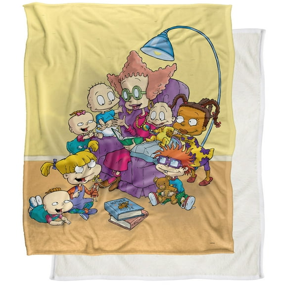 Rugrats Blanket, 50"x60" Rugrats Get Caught Reading Silky Touch Sherpa Back Super Soft Throw Blanket