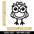 thumbnail image 2 of Cute Girl Owl with Bow Self-Inking Rubber Stamp Ink Stamper - Fuchsia Ink - Medium 1 Inch, 2 of 7
