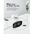 thumbnail image 5 of Reloj despertador digital para dormitorio, reloj digital de diseño curvo moderno, dígitos LED blancos visibles, 5 niveles de brillo + apagado, 2 volúmenes, 3 tonos de alarma, memoria de apagado, 12/24 horas 1 pieza JM, 5 of 5