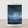 thumbnail image 3 of Navy Blue Ceramic Toothbrush Holder, Modern Ship with Radar Exposure in Screen Digital Electronic Hi Tech Futuristic Concept, Versatile Countertop for Bathroom, 4.5" X 2.7", Blue, by Ambesonne, 3 of 4