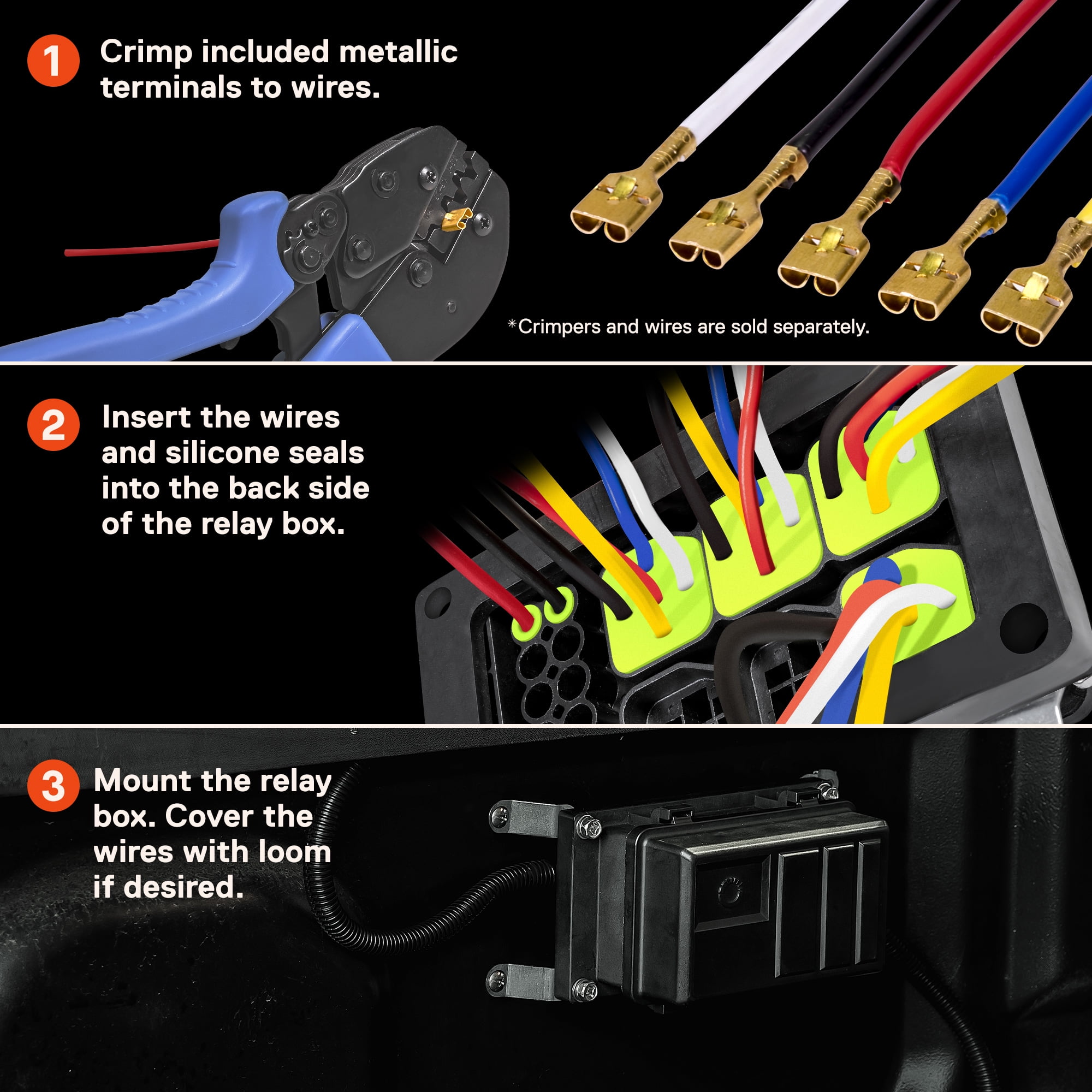 ONLINE LED STORE Waterproof Relay/Fuse Block for Automotive and Marine [6-Slot Bosch Style Relay Holder] [6-Slot Blade Fuse Holder] [Silicone Seals] Fuse Box for Jeep Boat Car Or Truck