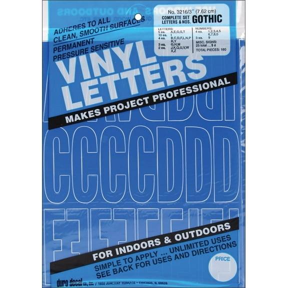 Graphic Products Permanent Adhesive Vinyl Letters and Numbers, Blue, 160/pkg