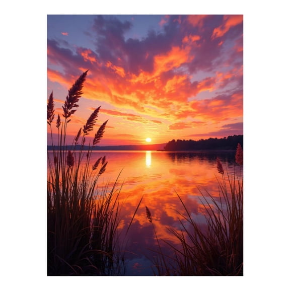 Diamond Art Kit for Adults, Sunset Over Tranquil Lake Reflection Diamond Painting for Adults Beginners, DIY Diamond Art Painting Kits, 5D Diamond Painting Crafts for Home Decor 12x16 Frameless