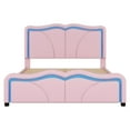 thumbnail image 5 of EUROCO Upholstered Full Platform Bed, Cartoon Bed with Adjustable Headboard and LED Light for Toddler Kids Teens Adults, No Box Spring Needed, Pink, 5 of 12