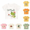 thumbnail image 1 of Boys T Shirts Dinosaur Cartoon Pattern Print Short Sleeve T Shirts Casual Round Neck Tee Tee Shirt Enfant Garcon Light Yellow2 3, 1 of 4