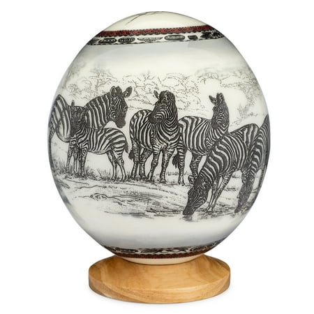 Premium Decorated Ostrich Egg With Wooden Display Stand