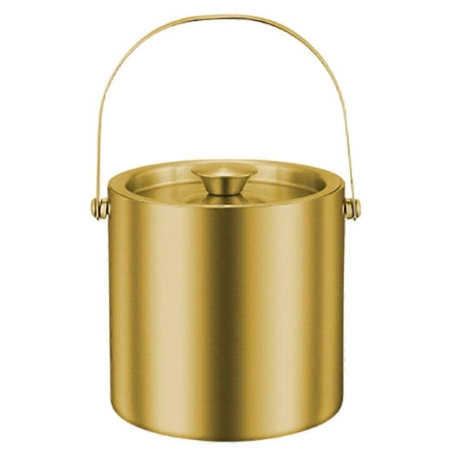 304 Stainless Steel Ice Bucket, Double-Walled and Thickened, Insulated Container with Handle and Lid, Bartending Tool. B