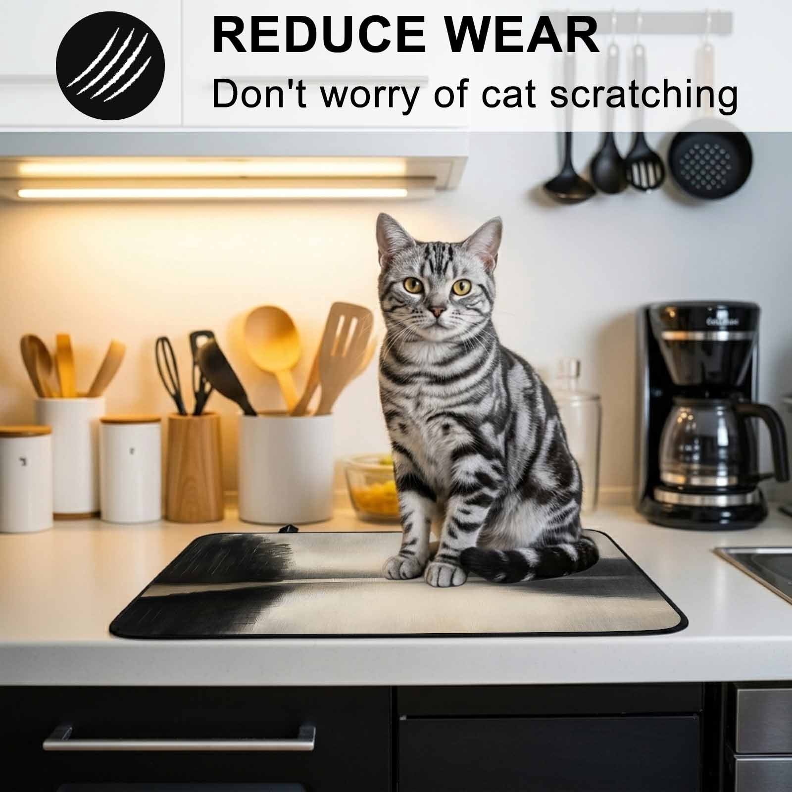 Black Beige Lake Stove Top Cover for Electric Stove, Heat-proof & Non Slip Glass Top Stove Cover Protector, Abstract Aesthetics Mysterious Kitchen Flat Cooktop Rubber Mat 24x21 Inches