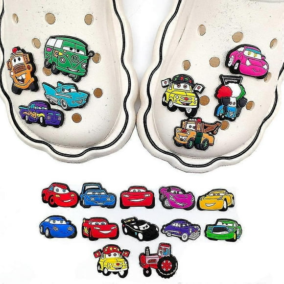 20pcs Cartoon Cars Shoe Charms Decor For Diy Croc Clog Sandals Accessories