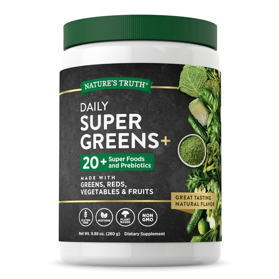 Greens Powder 9.88 oz | 20   Raw Superfoods, Prebiotics and Antioxidants | by Nature's Truth
