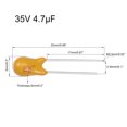 thumbnail image 2 of 4.7uF Tantalum Capacitor 35V 2 Pin Yellow Radial Dipped Tantalum Bead Capacitors 5pcs, 2 of 4
