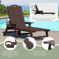 thumbnail image 5 of WestinTrends Aruba Outdoor HDPE Patio Chaise Lounges With Wheels & Cup Holder (Set of 2), Dark Brown, 5 of 16