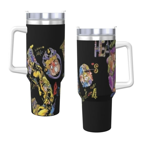 Jojo'S Bizarre Adventure 40 Oz Tumbler With Handle And Straw Double Wall Stainless Steel Sublimation Tumbler With Handle Leakproof,Bpa-Free,Keep Cold Hours